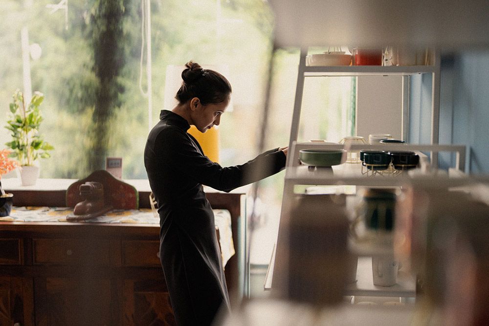 woman shopping in furniture store